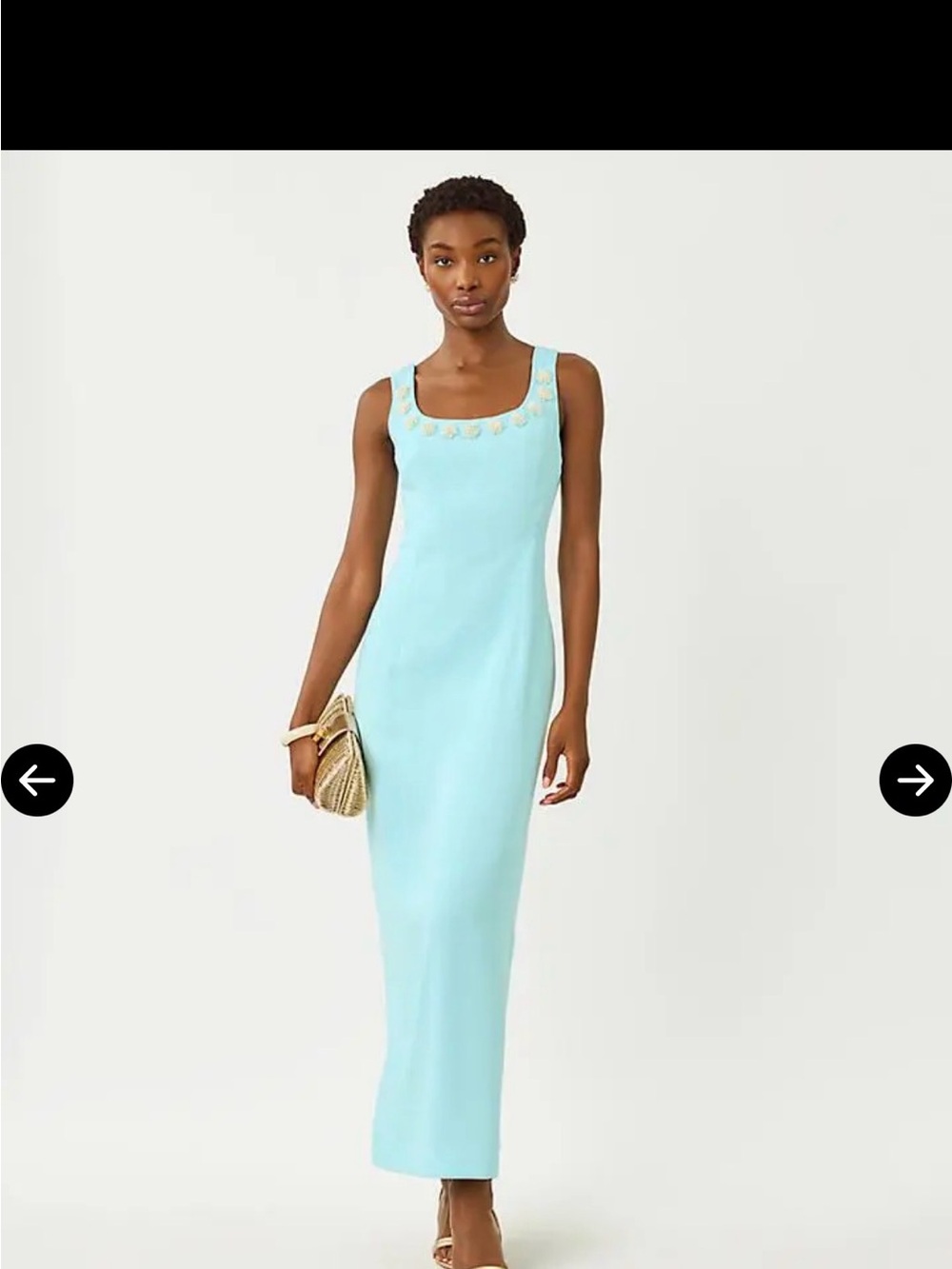 Lilly Pulitzer Aqua Maxi Dress with Gold Trim